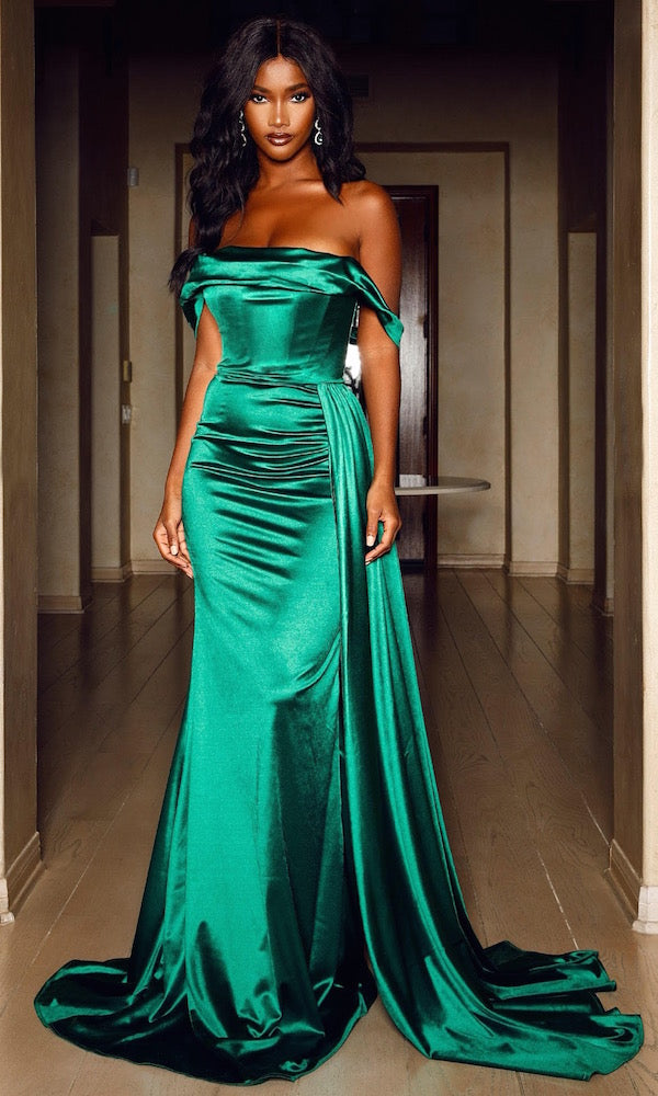 Anastasia Corset Gown w/ Sash- Emerald ...